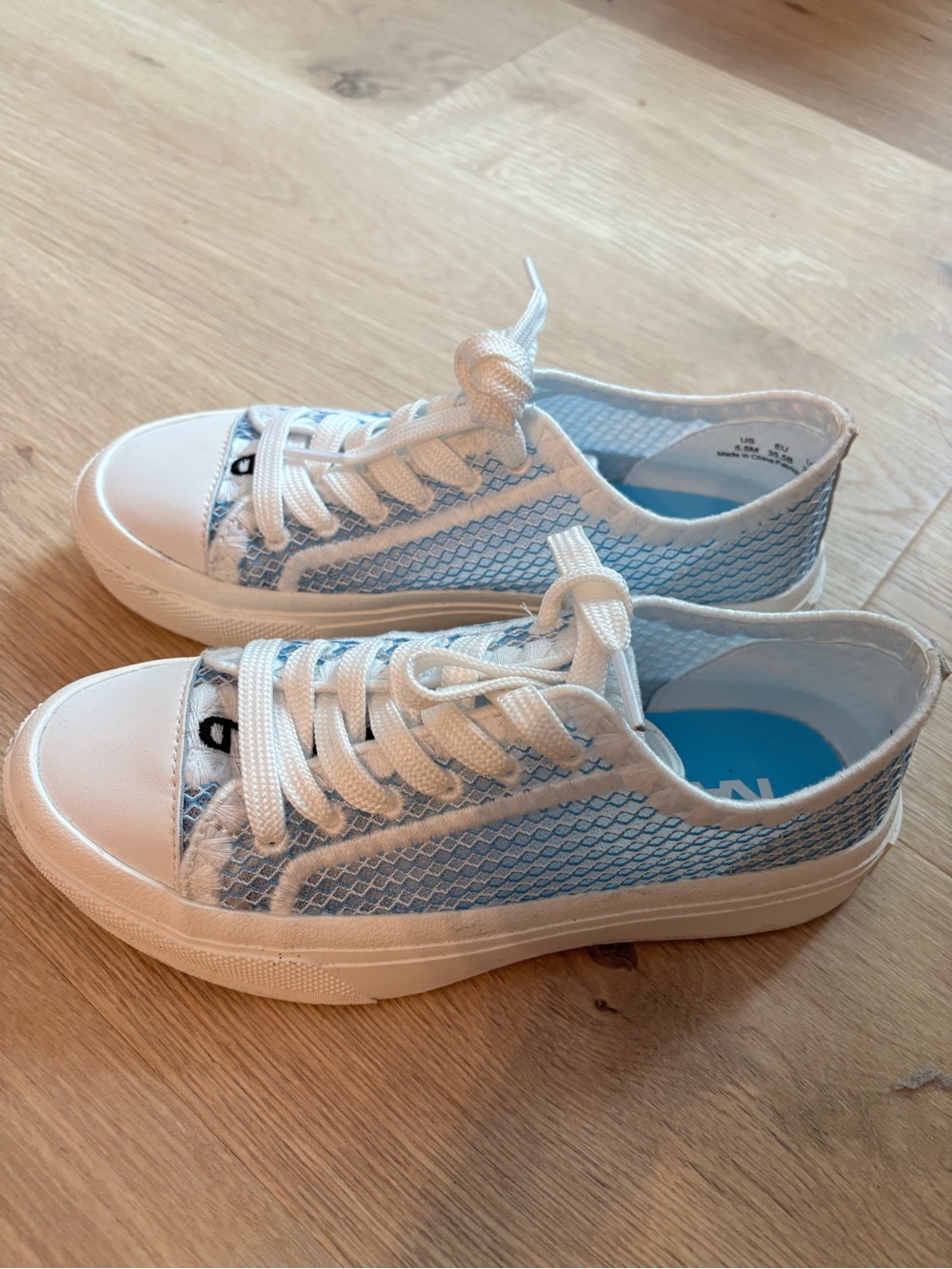 Karl Lagerfeld Light Blue Mesh Low-Top Sneakers - White Trim